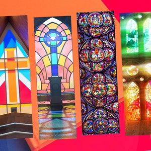 PRINTABLE Bookmarks - Stained Glass Church Window Photos - Instant Download