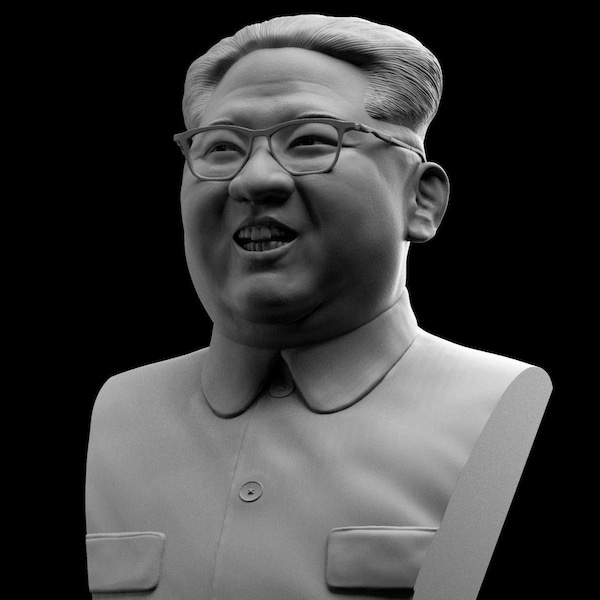 KIM JONG-UN 3D Printed Bust Statue for Decoration, Supreme Leader of North Korea Sculpture