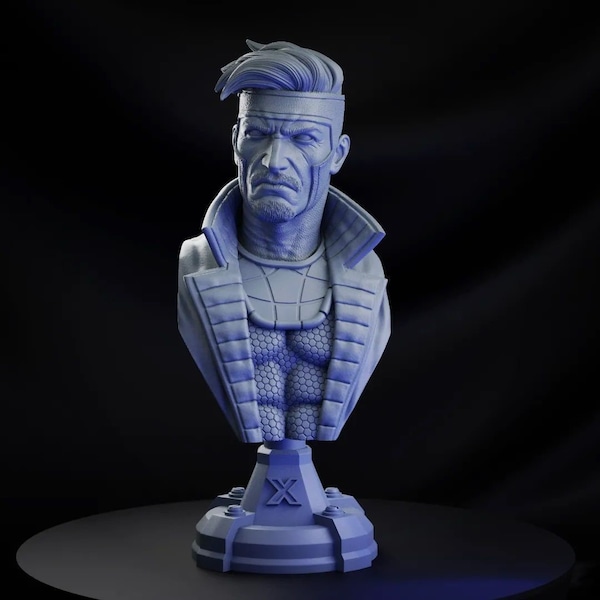 SCULPTURE de buste imprimée en 3D Gambit, personnage de X-Men pour statue de décoration de salle d'art