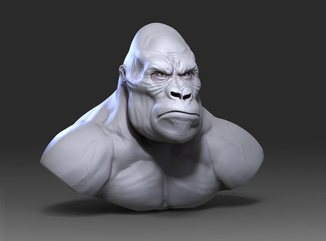 Gorilla Bust Sculpture, Paintable Animal for Room Decoration Art Statue ...
