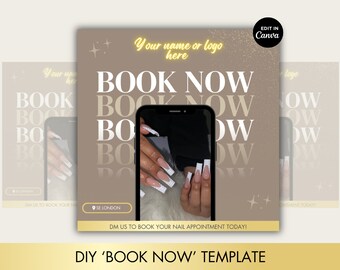 Book Now Template for Businesses: Lashes, Nails, Hair, Makeup, Beauty, Stylists. Instagram template, Appointments available flyer, Gold