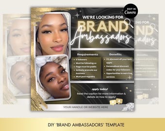 Brand Ambassador Flyer | Models Needed Template for Small Business: Lashes, Nails, Hair, Makeup, Clothing brand. Canva. Instagram Flyer.