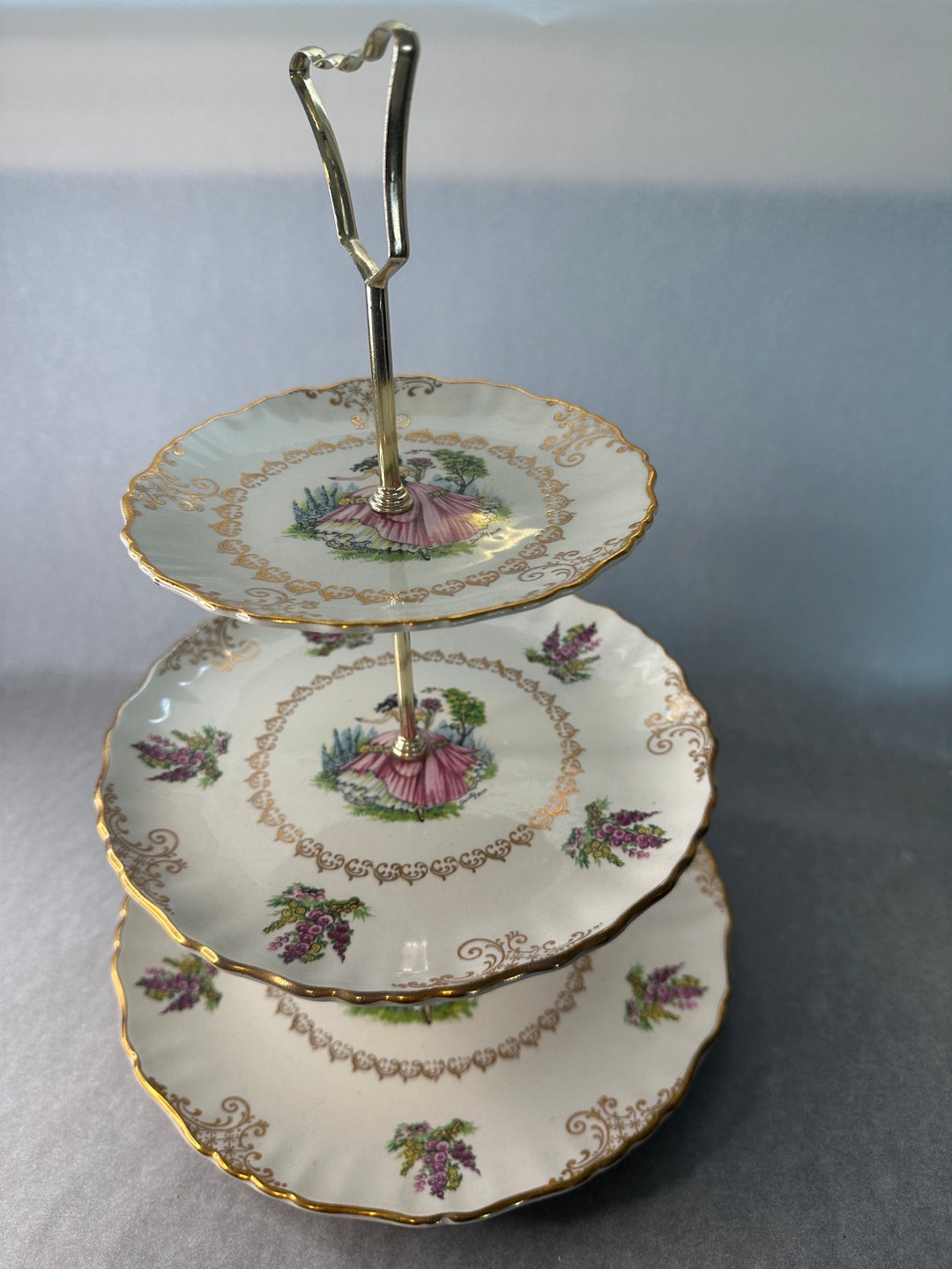 Vintage 1930s Dainty Miss 3 Tier Cake/cupcake Stand by Old Folley James Kent Ltd Staffordshire ...