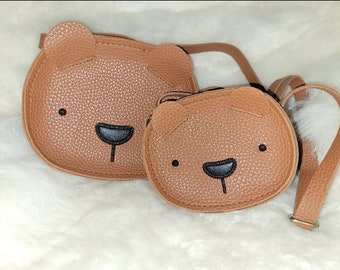 Cute bear bag made of faux leather in two sizes