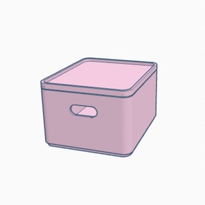 Puede incluir: Un contenedor de almacenamiento rosa claro con tapa a juego. El contenedor tiene forma rectangular con esquinas redondeadas y un recorte de asa en la parte delantera. La tapa encaja a ras. El contenedor es de material sólido.