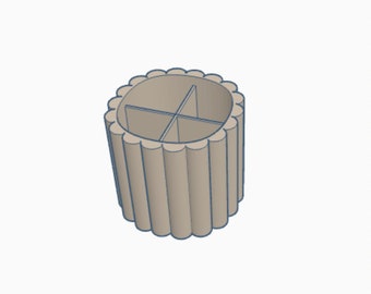 Digital- Scalloped 4 Section Tool/Pen Organizer  - Digital Download- STL Files for 3D Printing