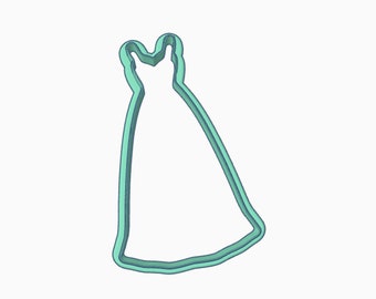 Digital- Wedding Dress Cookie Cutter (6 Sizes)- Digital Download- STL File for 3D Printing