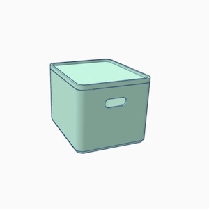 Könnte beinhalten: Eine hellgrüne Aufbewahrungsbox mit einem Griff an der Vorderseite. Die Box ist aus robustem Material gefertigt und hat einen Deckel.