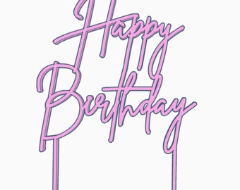 Digital- Happy Birthday Cake Topper (3 Sizes Included) - Digital File- STL File for 3D Printing