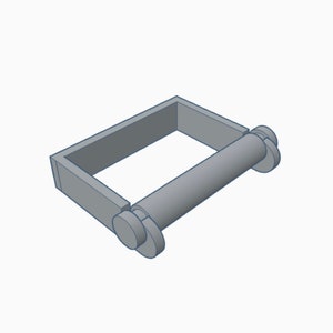 Puede incluir: Un porta rollo de papel higiénico de metal plateado con un soporte de rollo cilíndrico.