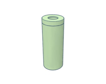 May include: A light green cylindrical container with a round opening at the top.