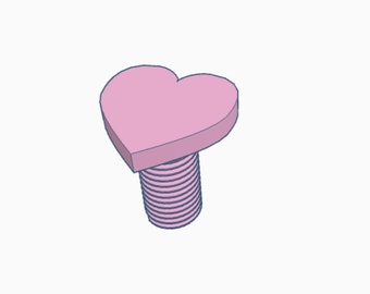 Digital- Rolling Pin Heart End Screw- Digital Download- STL File for 3D Printing