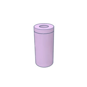 May include: A light purple cylindrical container with a round opening at the top.