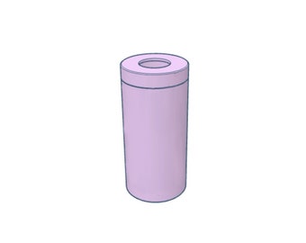 May include: A light purple cylindrical container with a round opening at the top.