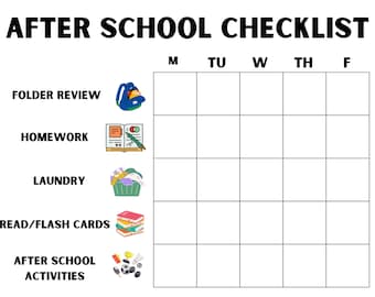 After School Checklist: Kids' Schedule Organizer (Digital Download)