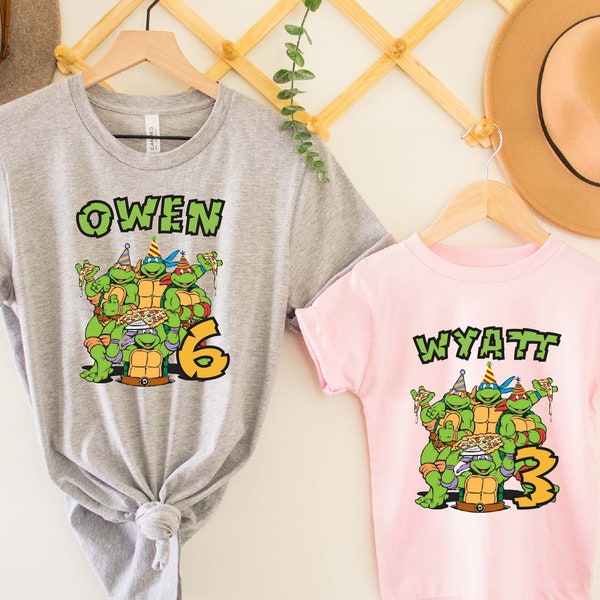 Turtles Birthday Boy Shirt, Turtles Matching T Shirt,Custom Turtle Birthday Party Shirts,Movie Toddler Tee,Anime Boy Tee,Green Turtles Shirt