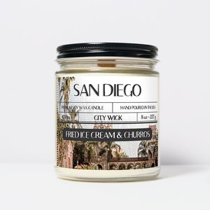 San Diego Candle | City Wick | California Scented Candle | City Inspired Soy Wax Candles| Fried Ice Cream & Churros Candle