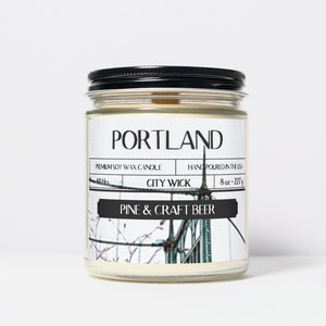 Portland Candle | City Wick | Oregon Scented Candle | City Inspired Soy Wax Candles| Pine & Craft Beer Candle