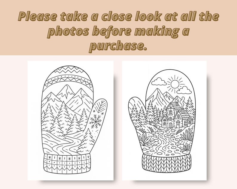 Cozy Mitten Nature Coloring Pages | Winter Printable Art - Etsy