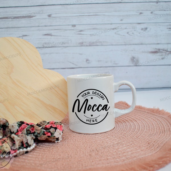 11 oz mug Romantic Wooden Heart Cup Mockup Coffee Mockup Mug Mockup Photograph Styled Stock Photo Template JPG Digital Download Mock up