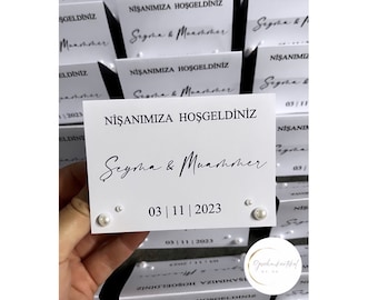 Place cards with pearls | for every occasion | engagement | wedding | Söz | in different languages | Bestseller 23