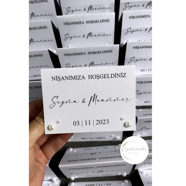 Place cards with pearls | for every occasion | engagement | wedding | Söz | in different languages | Bestseller 23