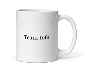 Kubek wegański Team Tofu — zabawny kubek do kawy — prezent dla miłośników tofu