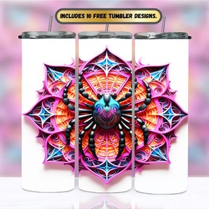 3D Halloween Spider Web Glam, Trendy Roze Sublimatie Design, Skinny Straight Wrap 20 oz, Digitale Download PNG Tumbler, Spooky Kids design
