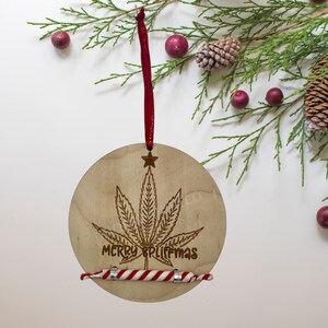 Merry Spliffmas Round Wood Holiday Ornament