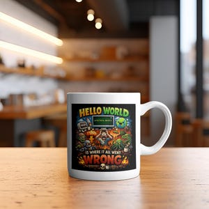 Tasse Hello World Nightmare de Stressed Coder - Céramique 11 oz