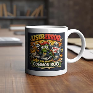 Taza de cerámica para café con depuración de errores de usuario de soporte de TI