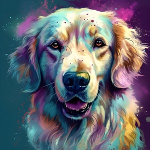 Golden Retriever Aquarell Clipart Wohnzimmer Dekor Hund Aquarell Süßer Hund Goldie Dog Tier Watercolor Clipart Wanddeko - DIGITAL DOWNLOAD