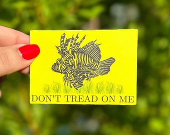 Don't Tread On Me Sticker, Fish Sticker, Saltwater Aquarium Gift, Reef Tank Gift, Fishkeeper Gift, Lion Fish