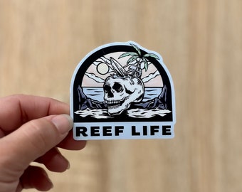 Vintage Reef Life Sticker, Coral Reef Sticker, Coral Lover Gift, Reef Tank Sticker, Saltwater Aquarium Sticker