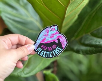 Sea Turtle Keep The Sea Plastic Free Sticker, Coral Lover Sticker, Coral Reef, Save the Ocean, Vinyl Sticker, Fish Lover Sticker