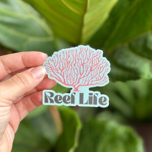Retro Reef Life Coral Sticker, Coral Lover Sticker, Coral Reef, Save the Ocean, Vinyl Sticker, Fish Lover Sticker