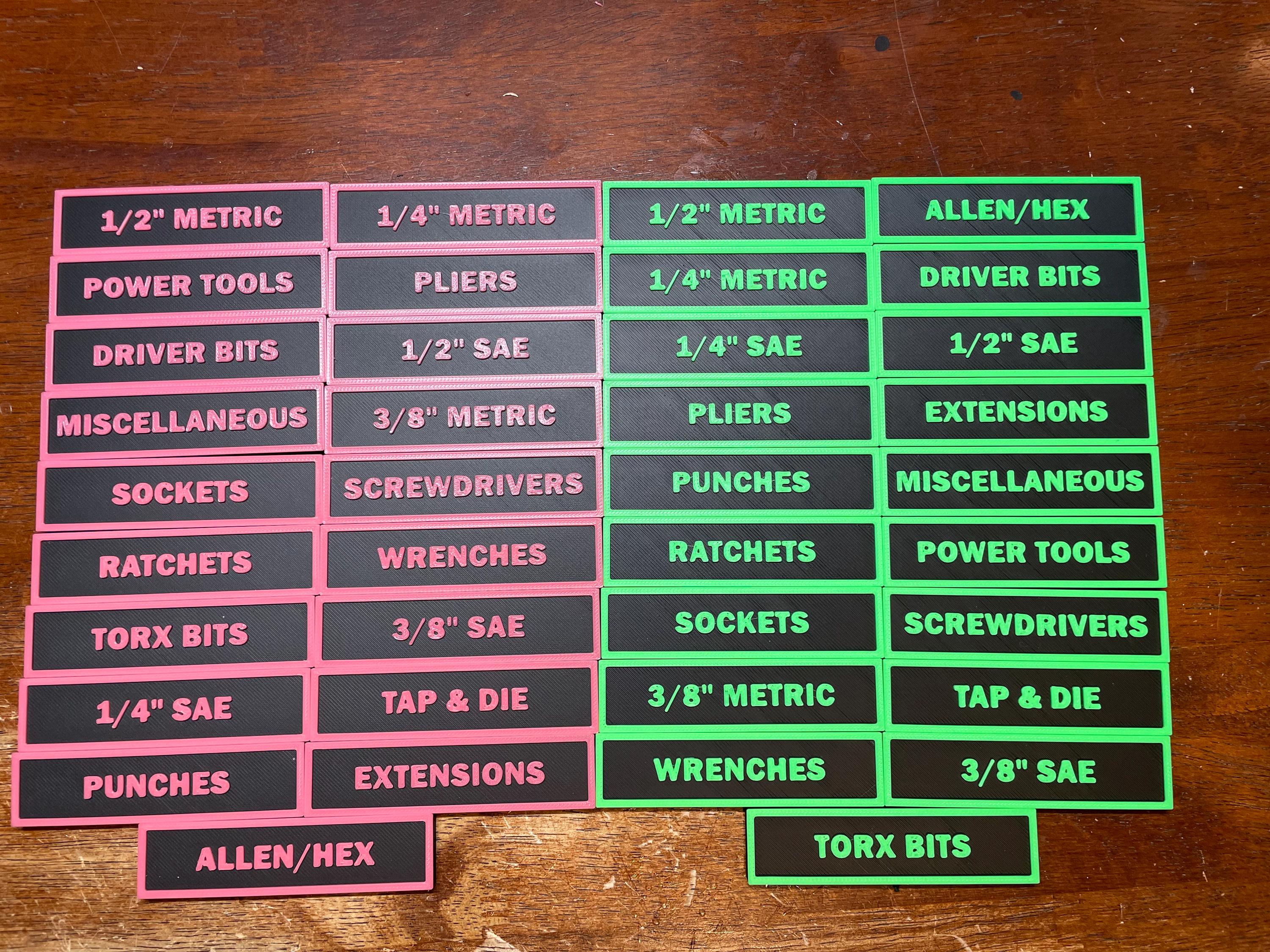 Tools Storage Area Sticker Magnetic Toolbox Labels | 3D Printed Tool Drawer Labels | No Adhesive ...