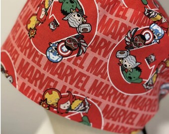 Men/Women Scrub Cap, Comic. Lined Cotton, Tie back
