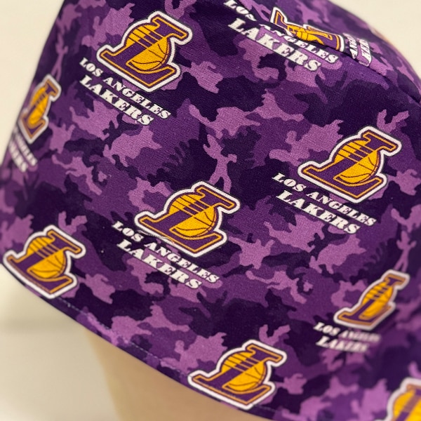 Men/Women Adult Surgical Scrub Cap. L.A. Lakers . Lined,Awesome Cap