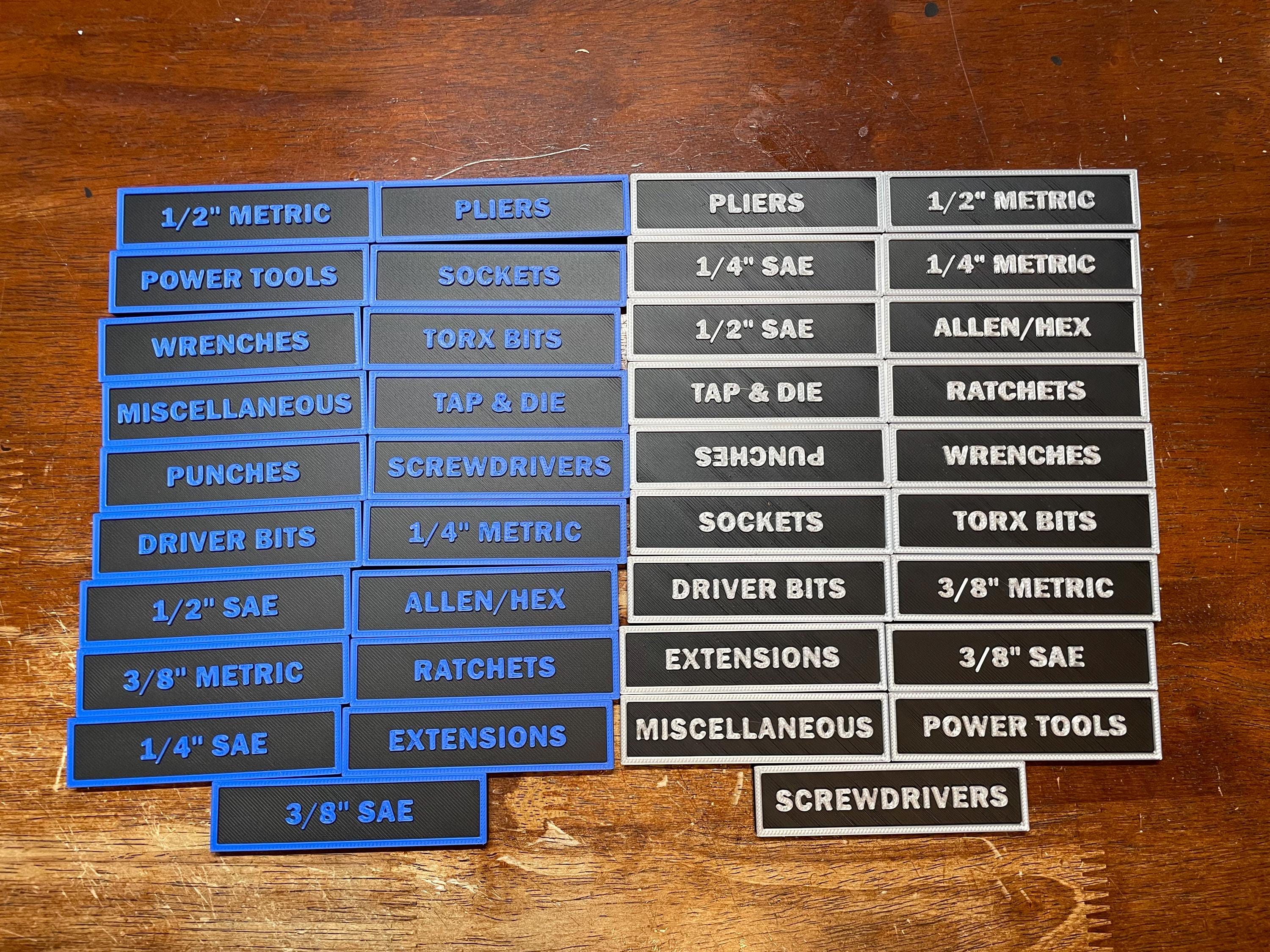 Magnetic Toolbox Labels | 3D Printed Tool Drawer Labels | No Adhesive ...