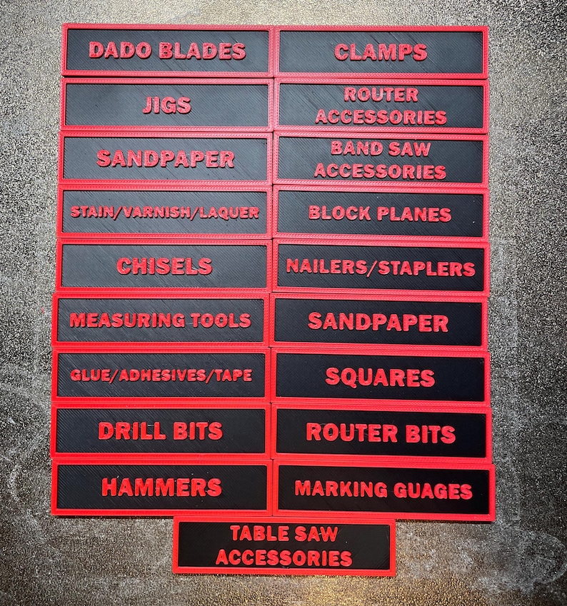 Magnetic Toolbox Labels | 3D Printed Tool Drawer Labels | No Adhesive ...