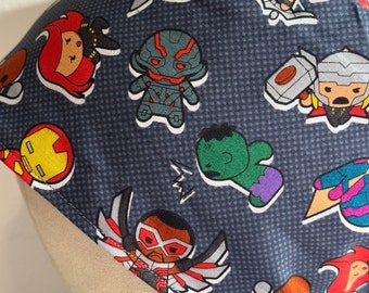 Men/Women Scrub Cap, Comic. Lined Cotton Tie back