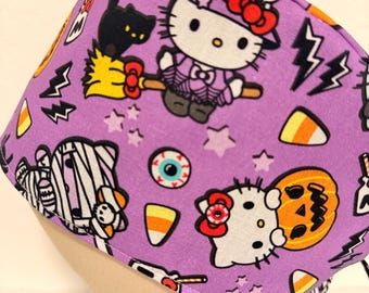 Men/Women Surgical Scrub Cap Lined Kitten Cute Cap  Lined Cotton Tie-Back