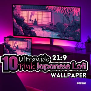 10 Japanese Lofi Ultrawide Wallpaper - Pink Aesthetic & Relaxing Lofi Vibes for Desktop. 10 + 1 free