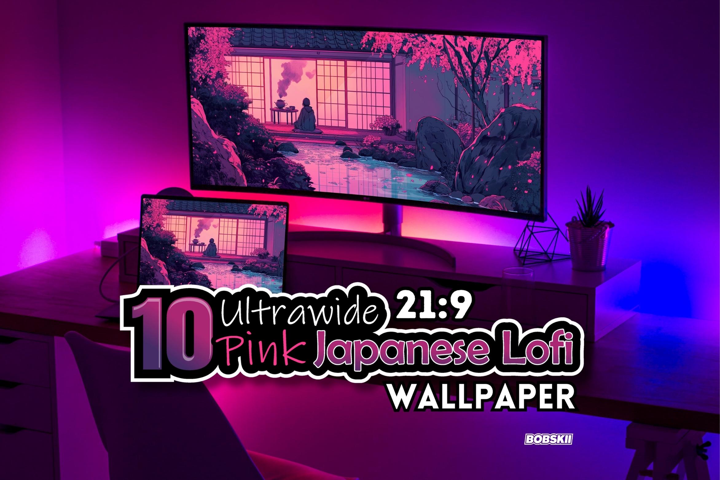 10 Pink Japanese Lofi Ultrawide Wallpapers (digital Download) - Etsy