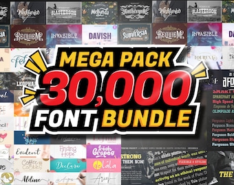 30,000 Fonts MEGA Pack Bundle for Crafters (Instant Download)