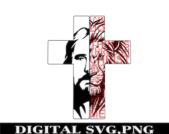 Jesus cross svg, lion cross svg,, I Can Do All Things Through Christ, Digital PNG, SVG, T-shirt PNG. Philippians 4:13. Religious cross png.
