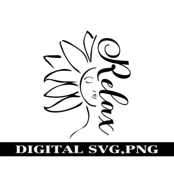Flower SVG, Girl PNG, svg, Relax png, svg, Zen,  T-shirt PNG, Decal svg. Meditate.