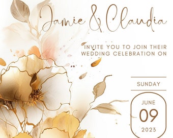 White and Golden Modern Wedding Invitations wedding invite celebration Reception card