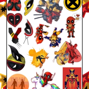 Deadpool and wolverine inspired stickers | Deadpool | Wolverine | Sticker sheet | Stickers | Stickers for crafts | Craft Supplies |